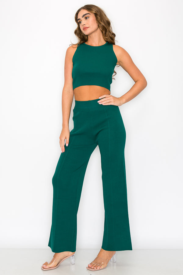 Solid Sleeveless Two Pieces Set