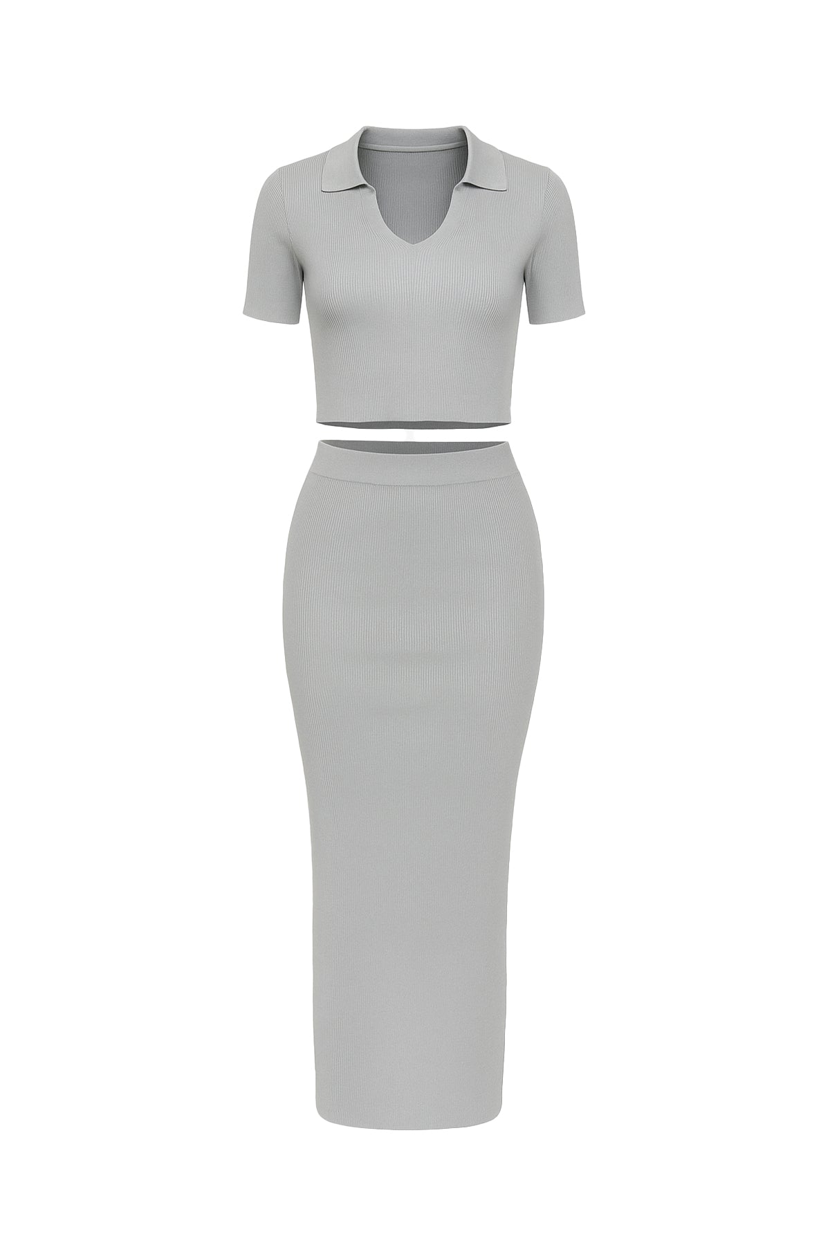 Solid Crop Top and Skirt Set