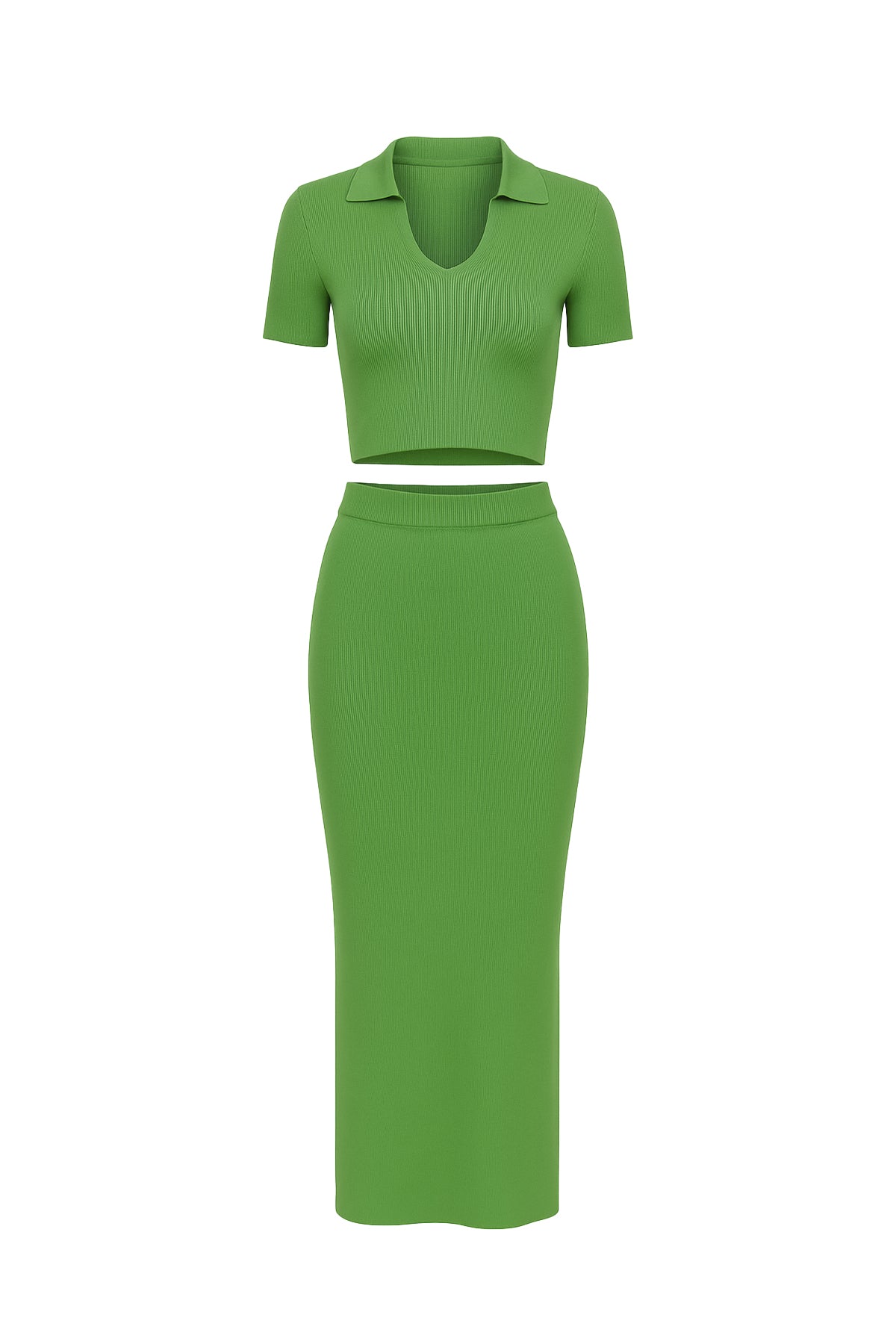 Solid Crop Top and Skirt Set