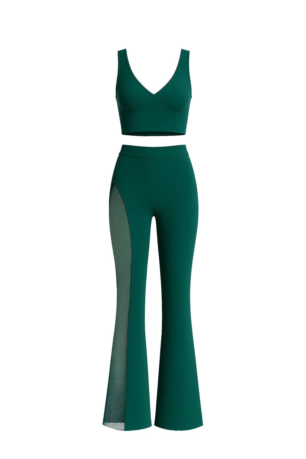 Bandage Crop Top and Bell Bottom Pants con Rhinestones
