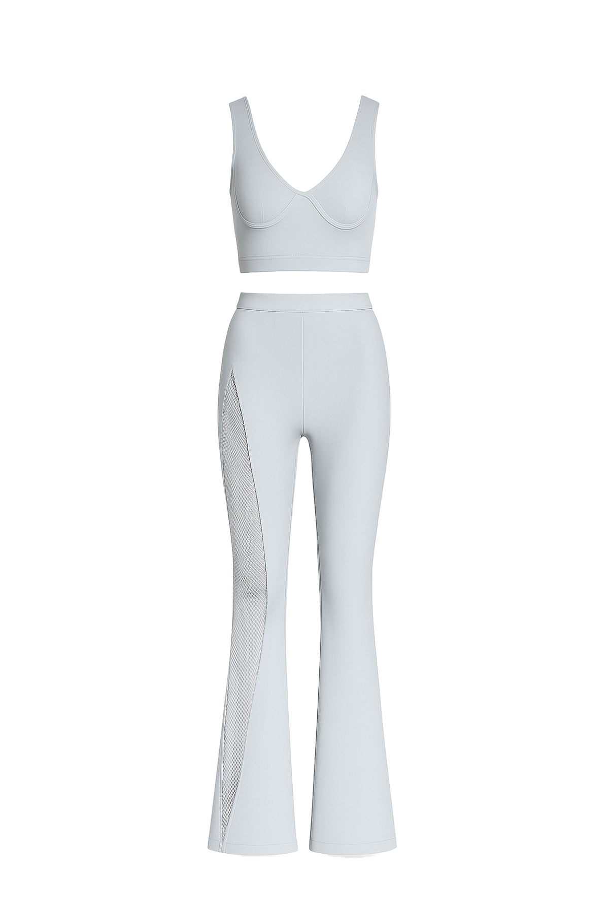 Bandage Crop Top and Bell Bottom Pants With Rhinestones