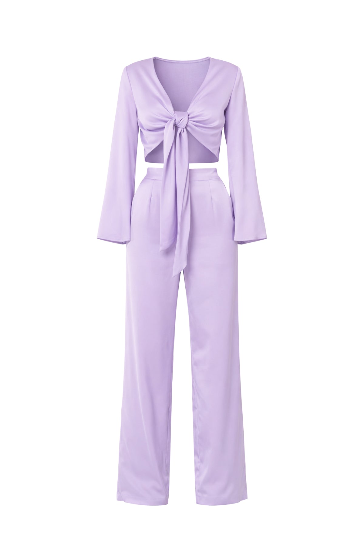 Satin Tie Top & Pants Set