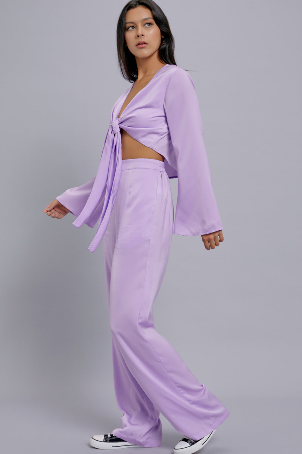 Satin Tie Top & Pants Set