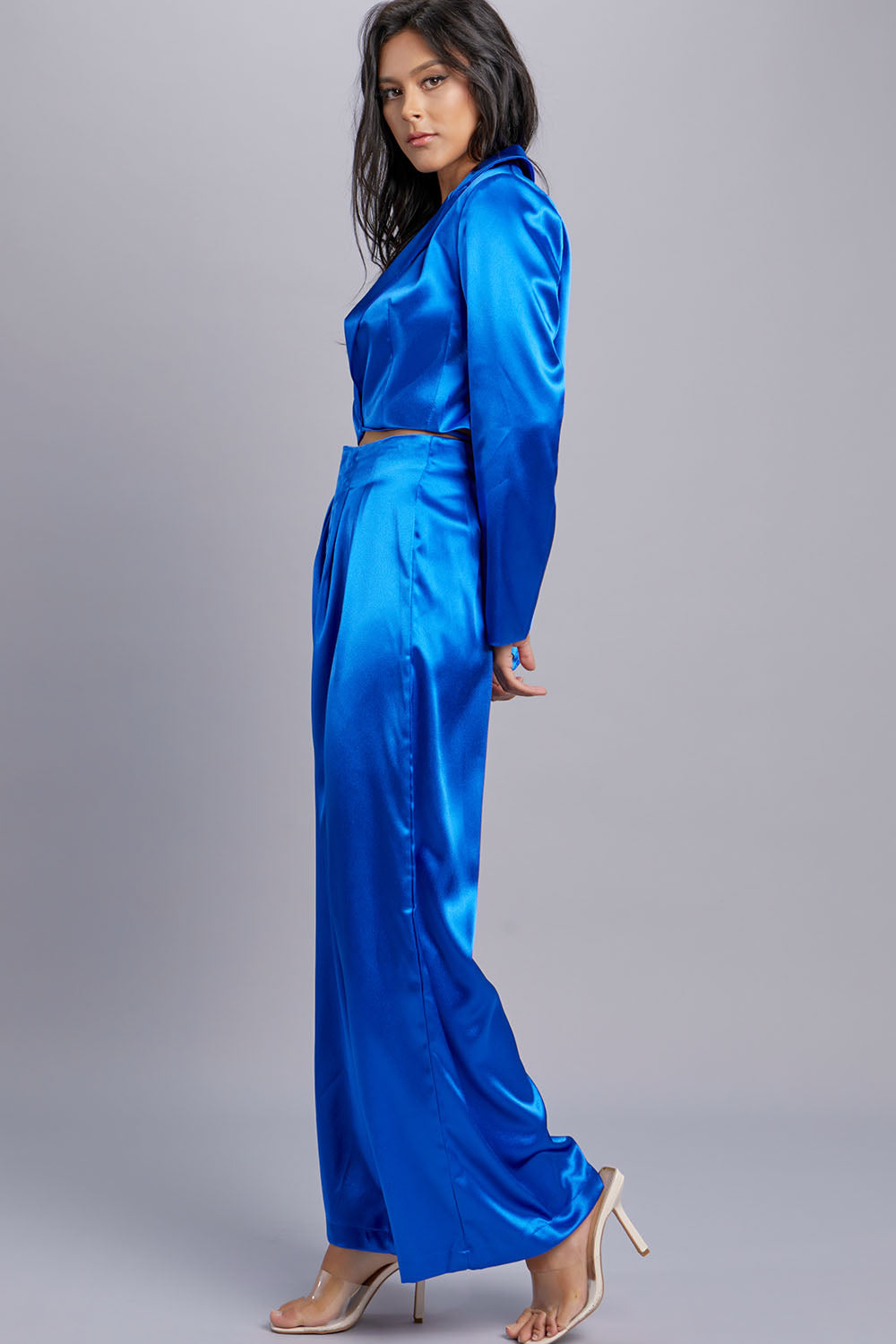 Satin Blazer and Pants Set