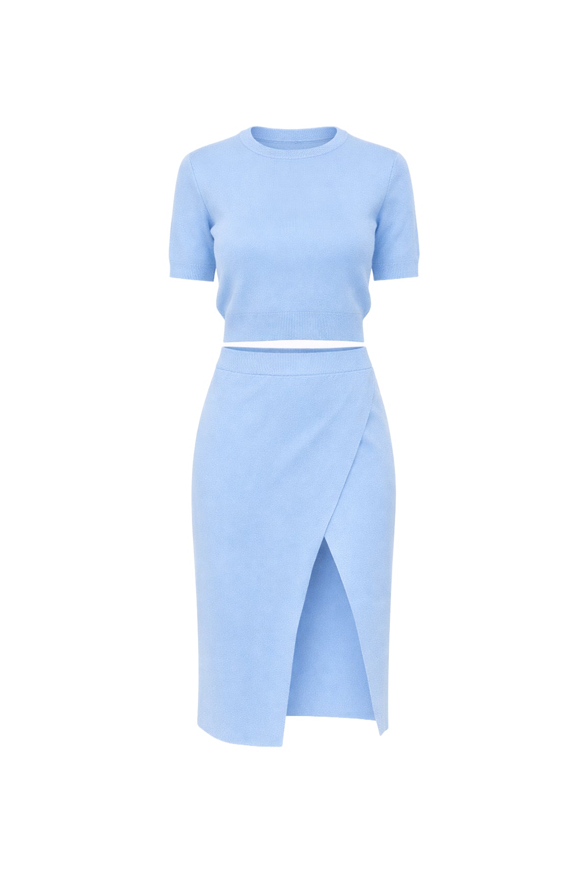 Short Sleeve Top and Asymmetric Skirt Set