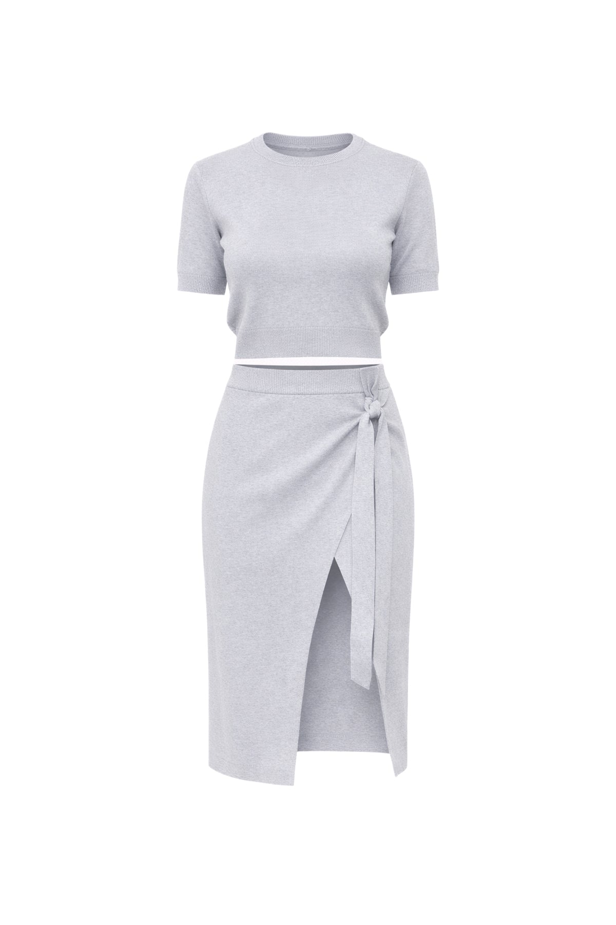 Short Sleeve Top and Asymmetric Skirt Set
