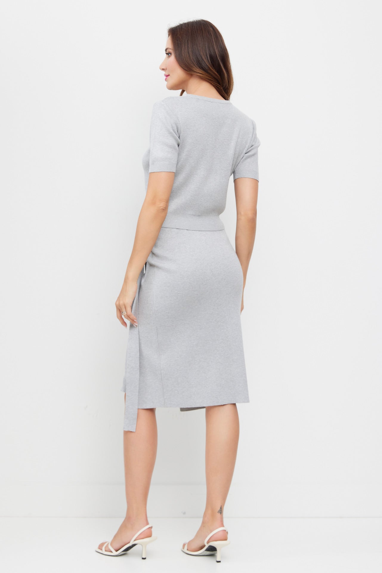 Short Sleeve Top and Asymmetric Skirt Set