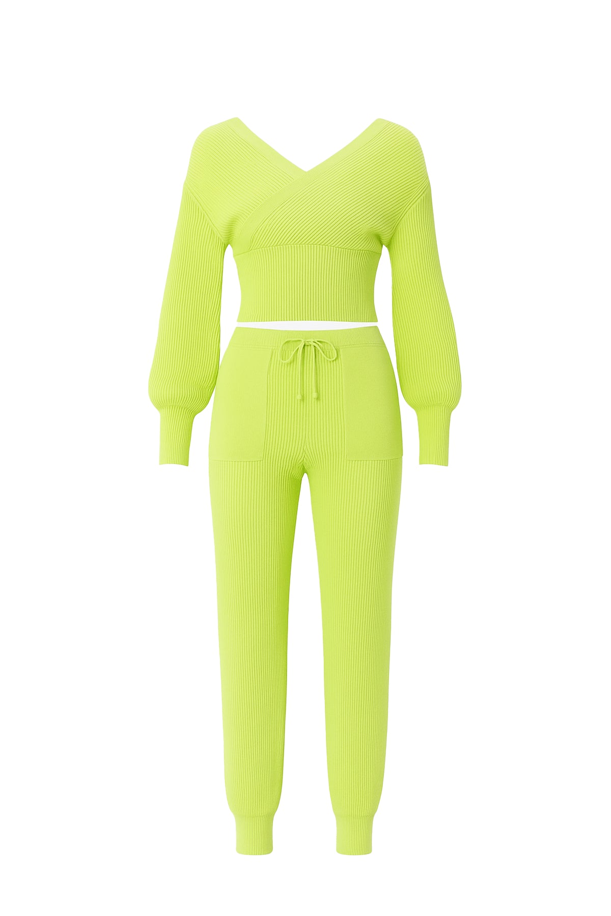 Ribbed Knit Long Sleeve Top and Jogger Set
