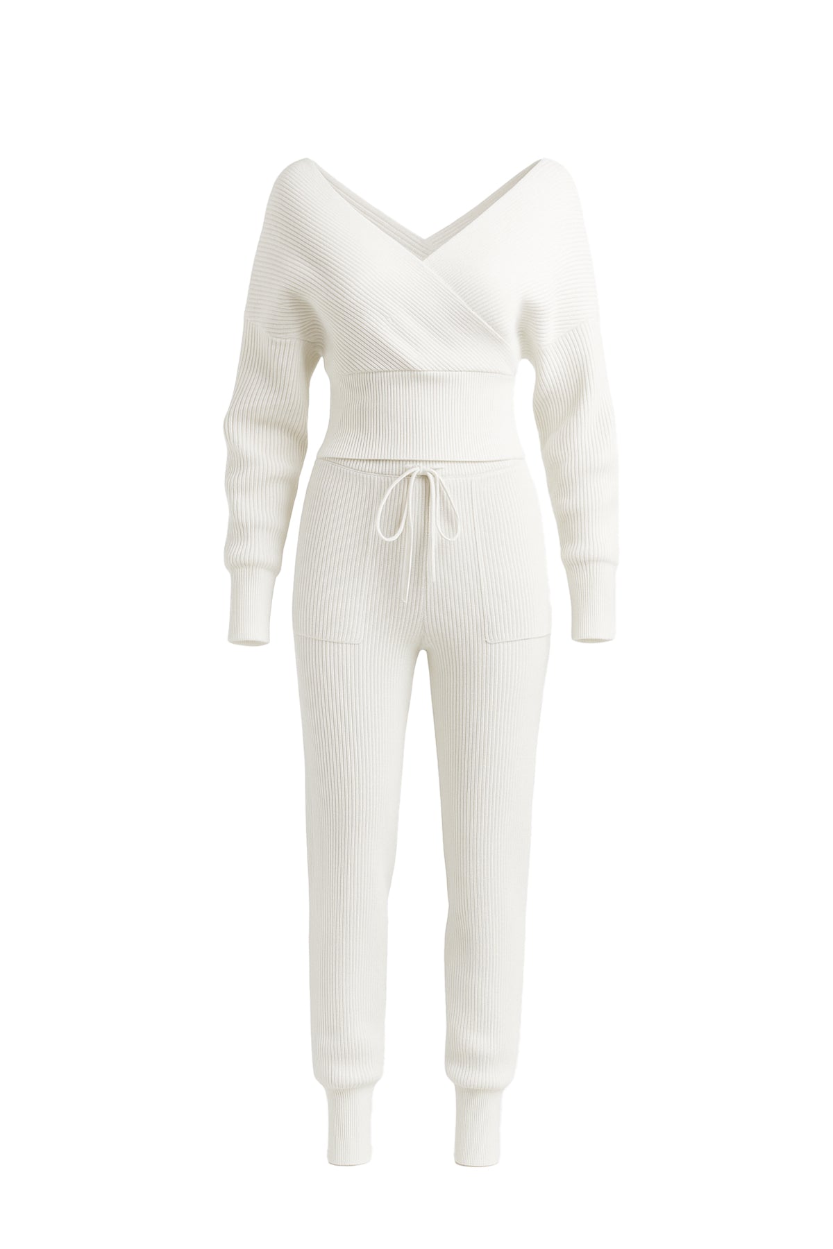 Ribbed Knit Long Sleeve Top and Jogger Set