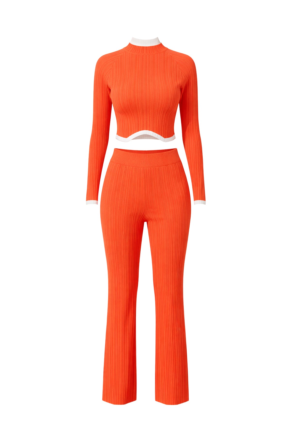 Turtle Neck Knit Crop Top and Pants Set