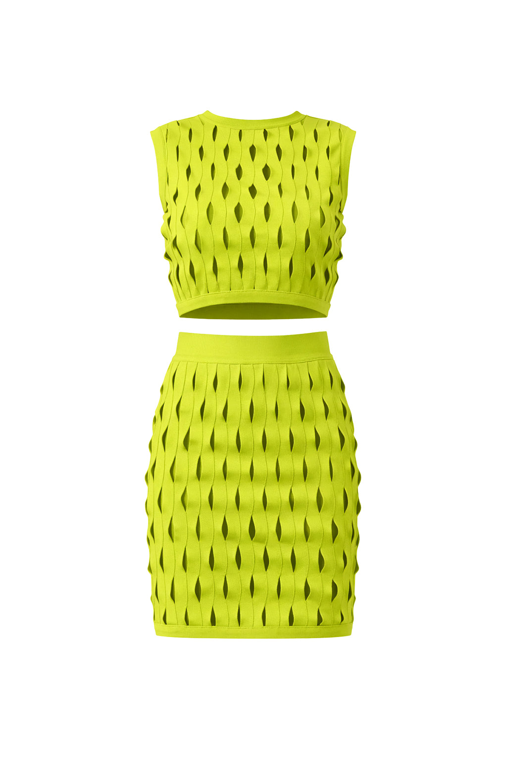 Bandage Hollow Crop Top and Skirt Set