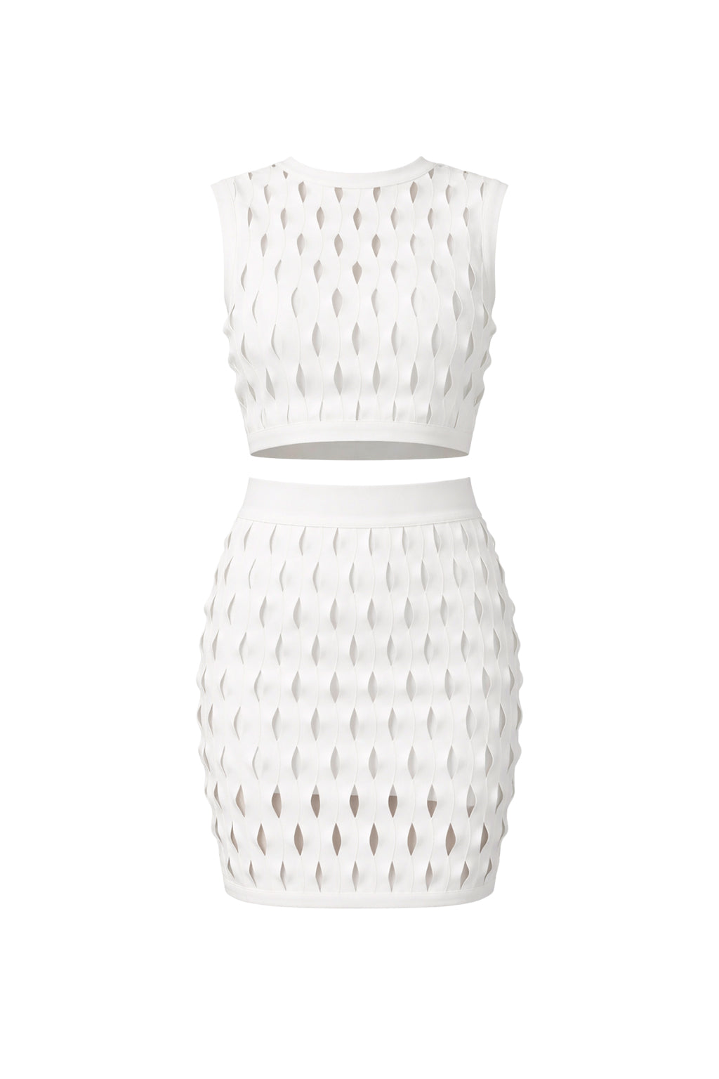 Bandage Hollow Crop Top and Skirt Set