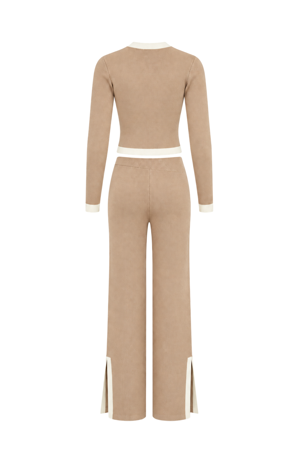 Wear Everywhere Knit Long Sleeve Top And Pants Set With Contrast
