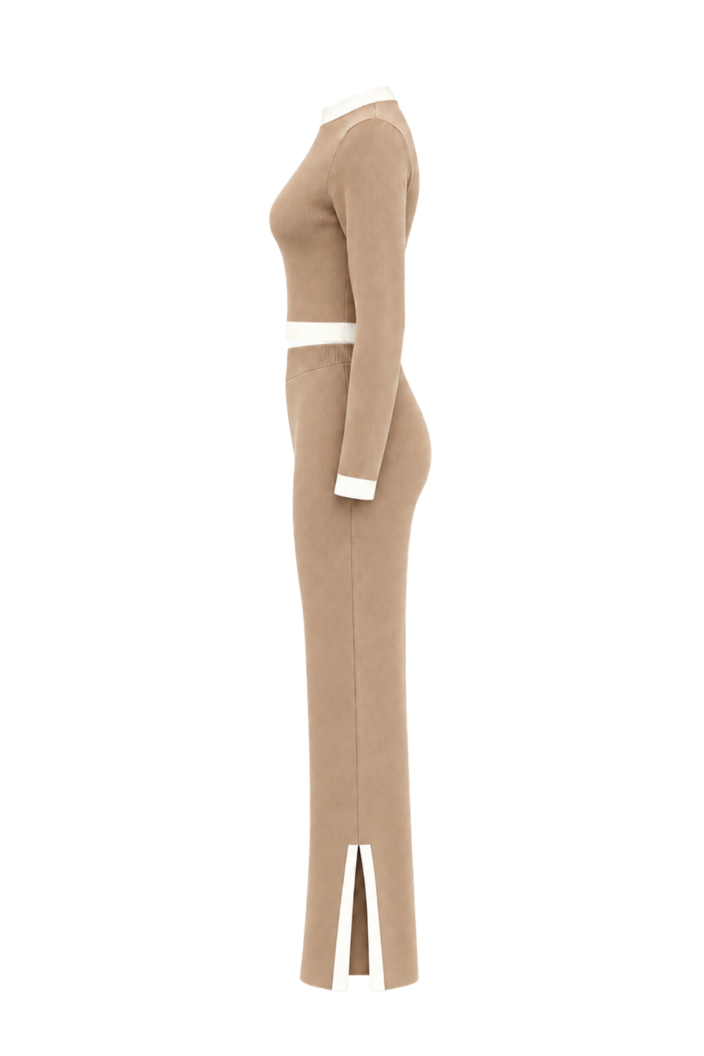 Wear Everywhere Knit Long Sleeve Top And Pants Set With Contrast
