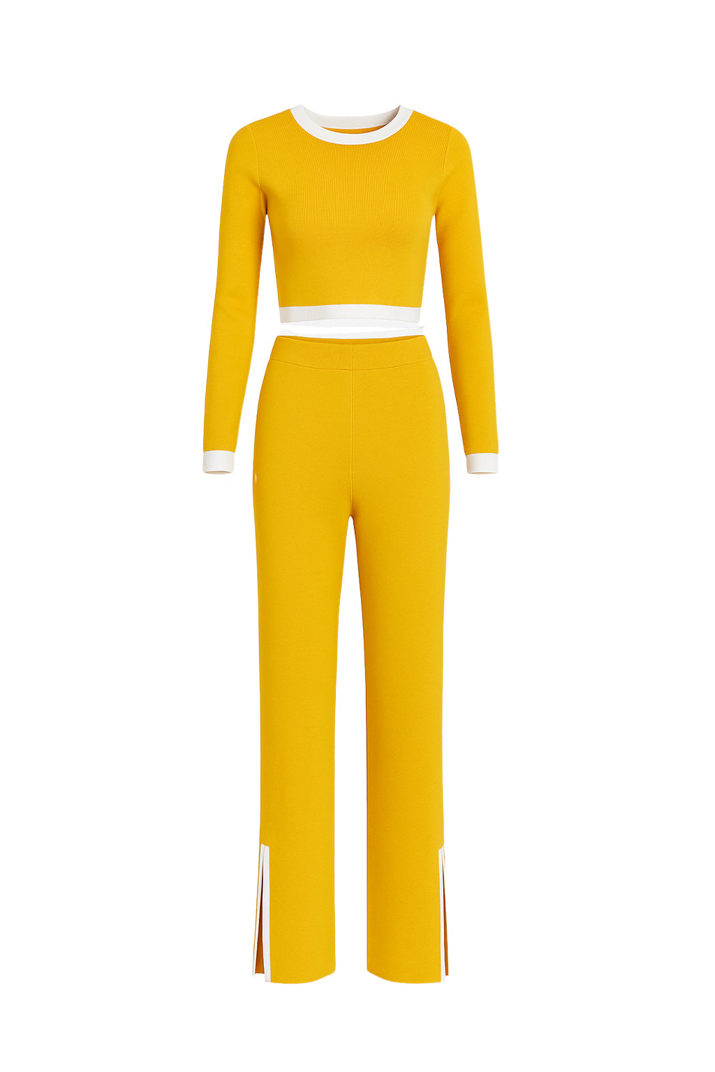 Wear Everywhere Knit Long Sleeve Top And Pants Set With Contrast