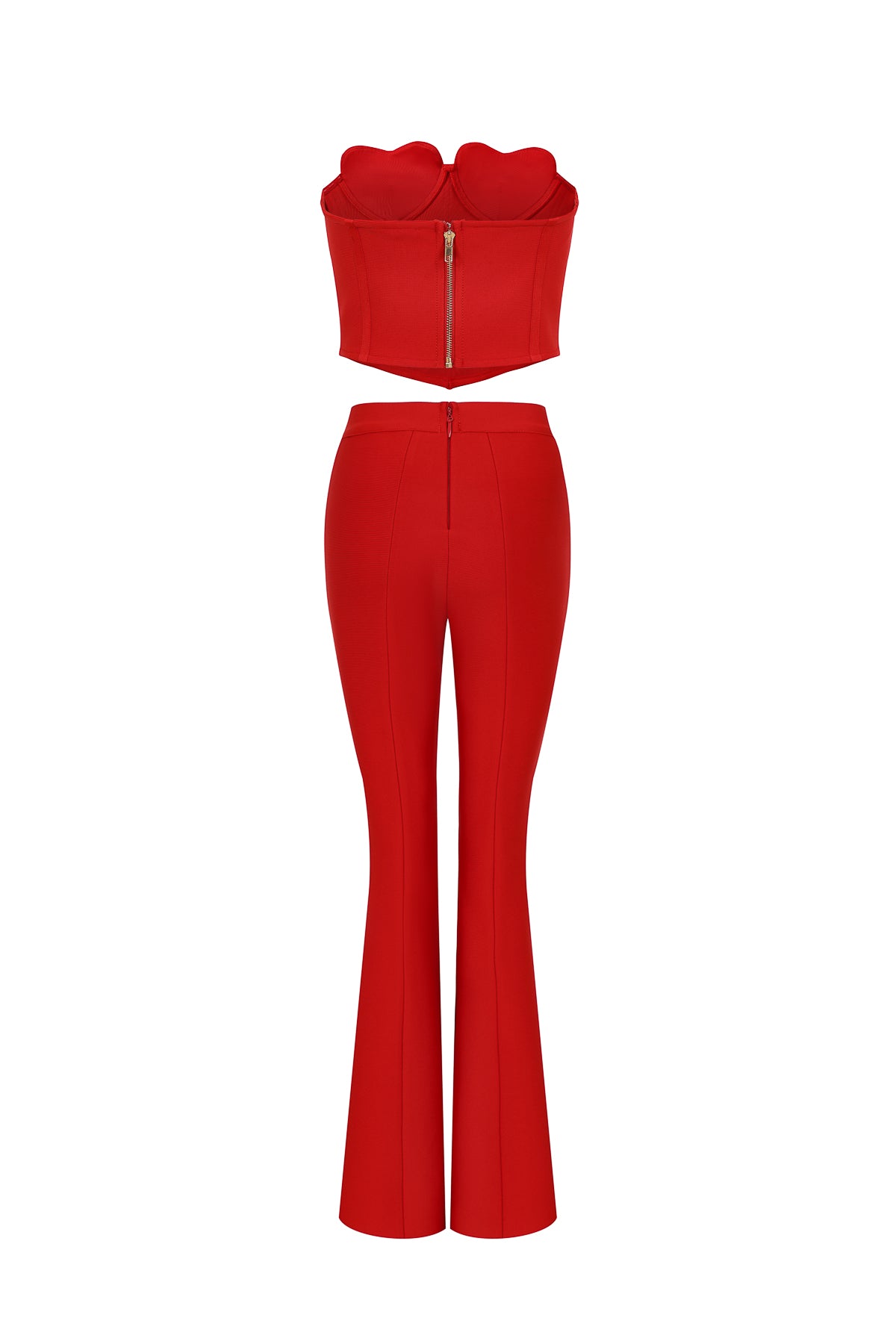 Bandage Heart Bust Corset Top and Flare Pants Set