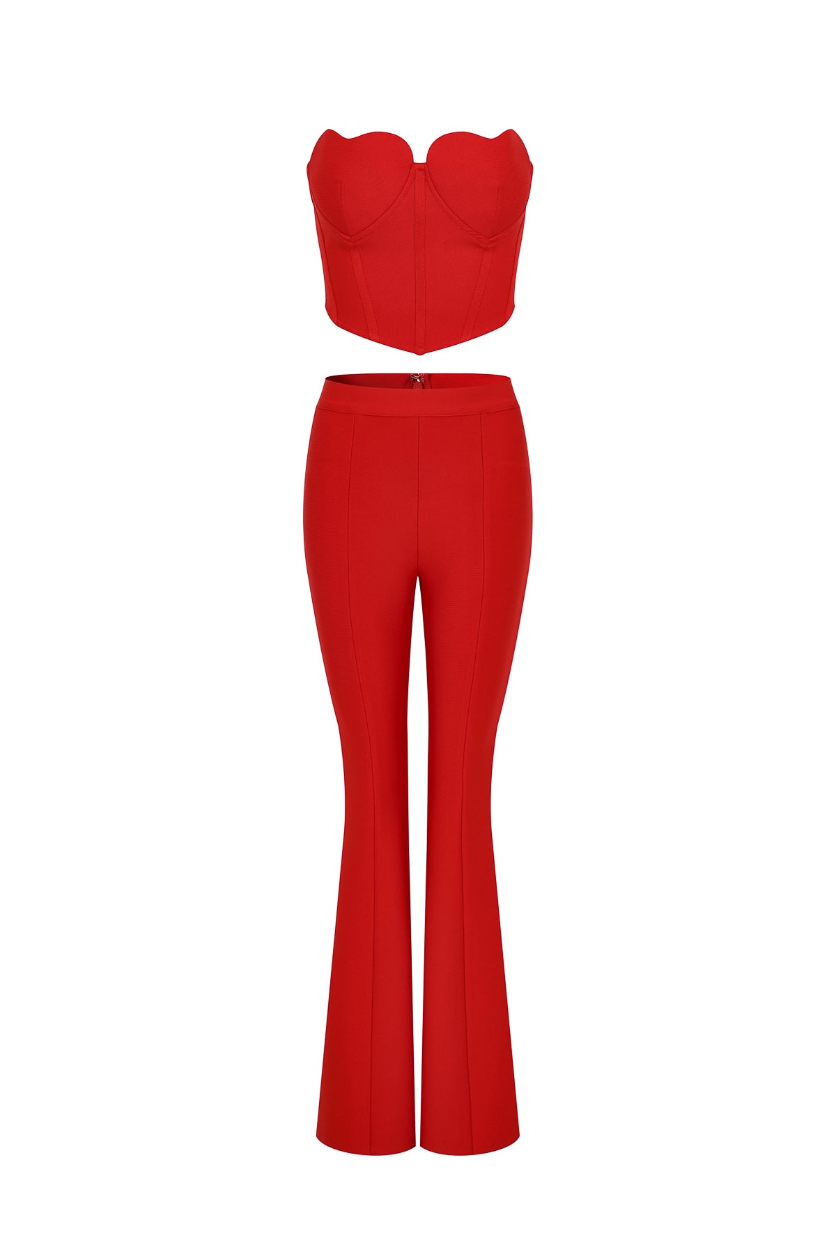 Bandage Heart Bust Corset Top and Flare Pants Set