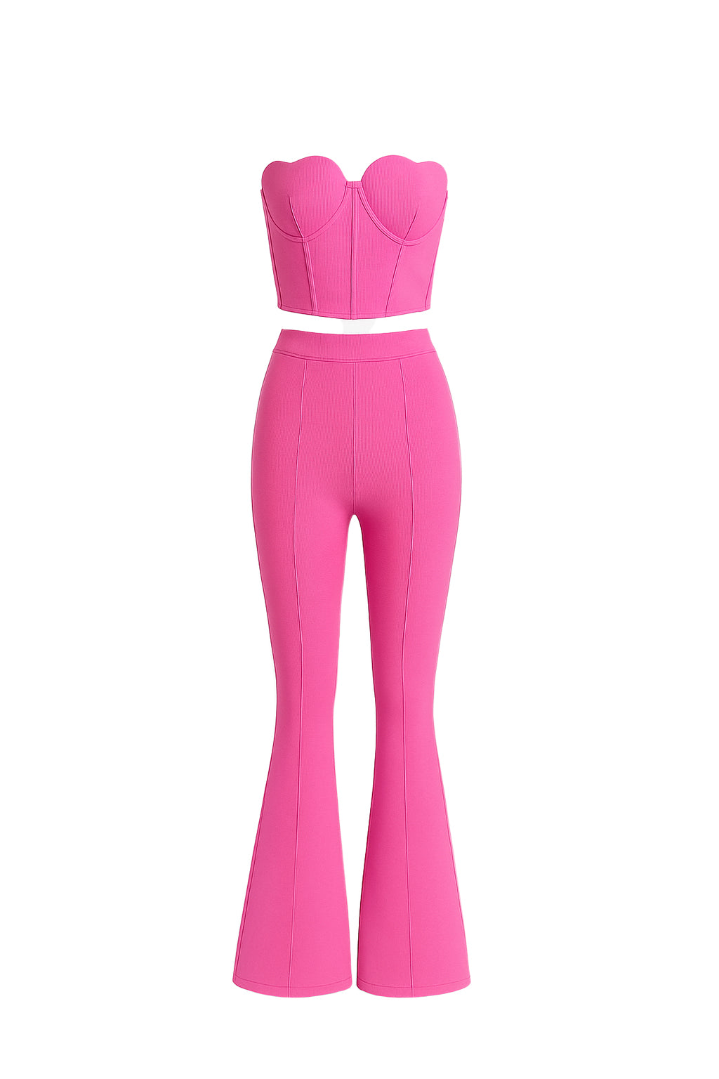 NO PICTURES Vendaje Corazón Busto Corsé Top y Flare Pants Set