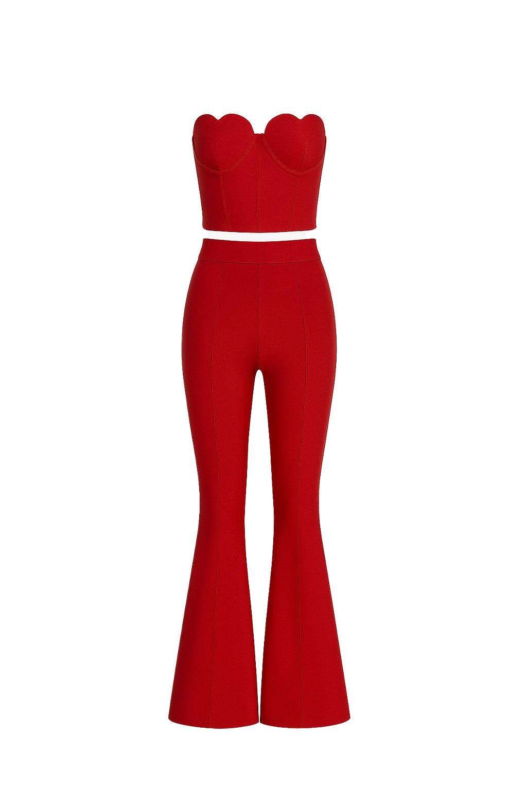 NO PICTURES Vendaje Corazón Busto Corsé Top y Flare Pants Set