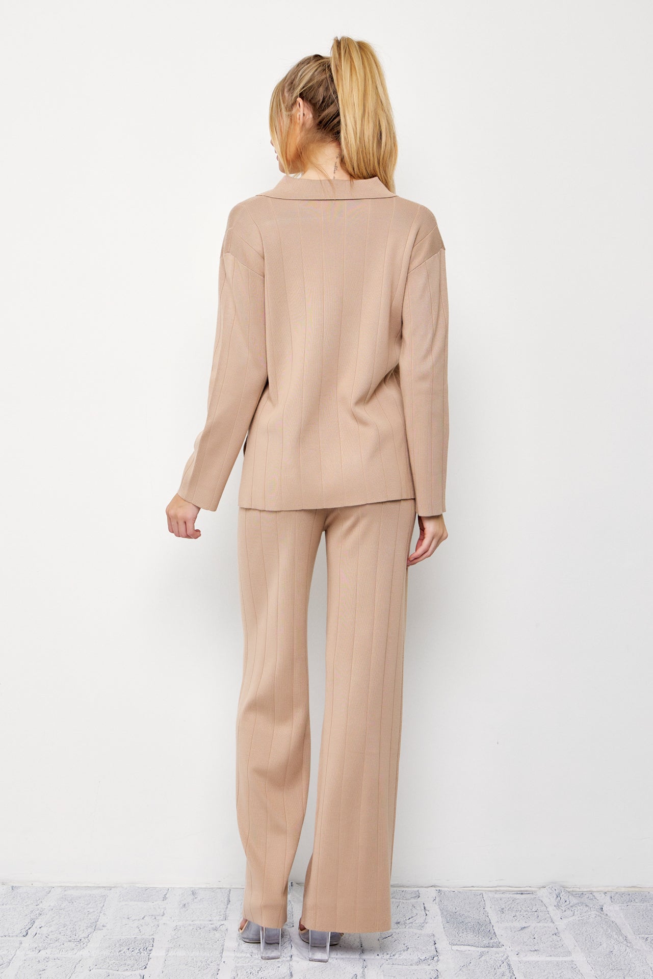 Rib Knit Pullover and Pants Set