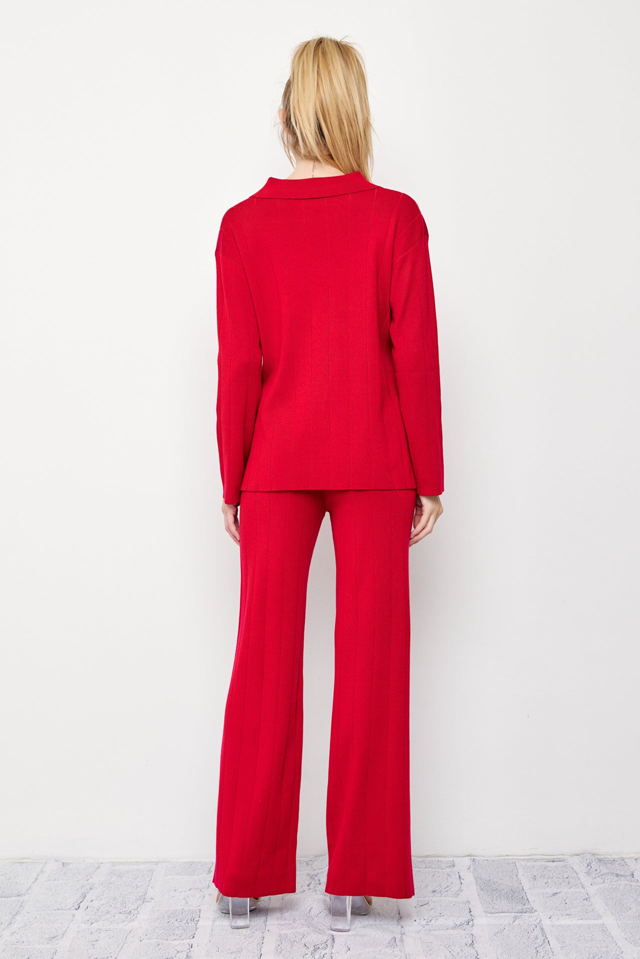 Rib Knit Pullover and Pants Set