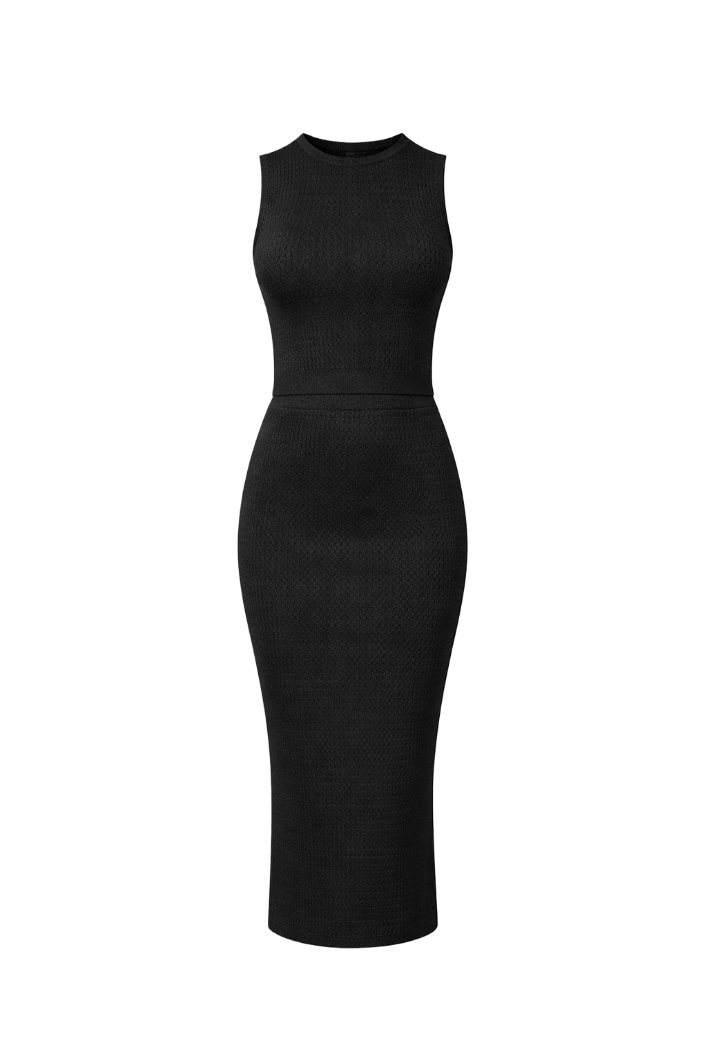 Metallic Knit Sleeveless Top and Midi Skirt Set