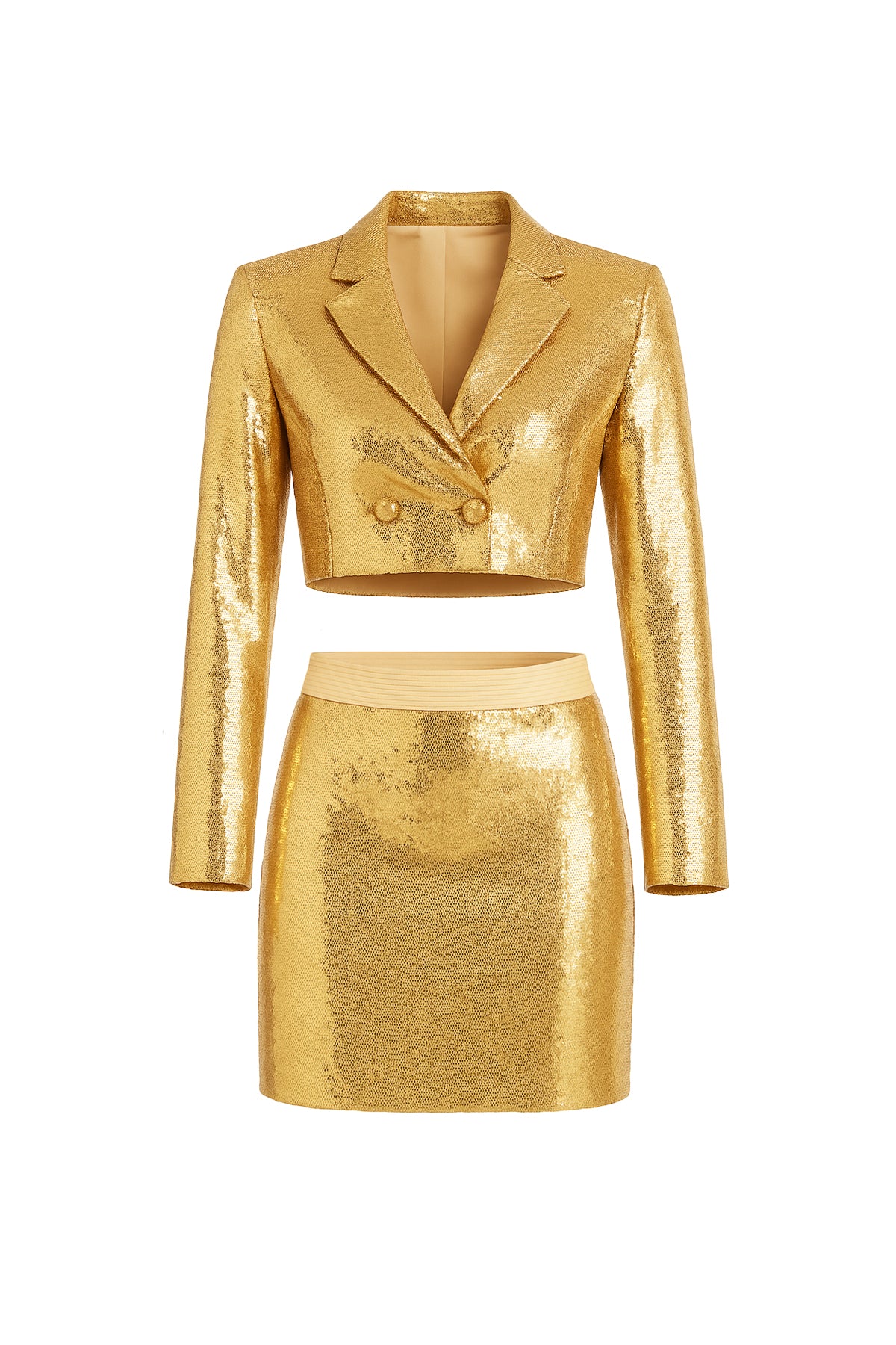 Sequin Crop Blazer and Mini Skirt Set