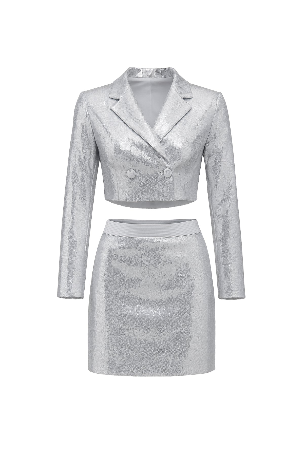 Sequin Crop Blazer and Mini Skirt Set