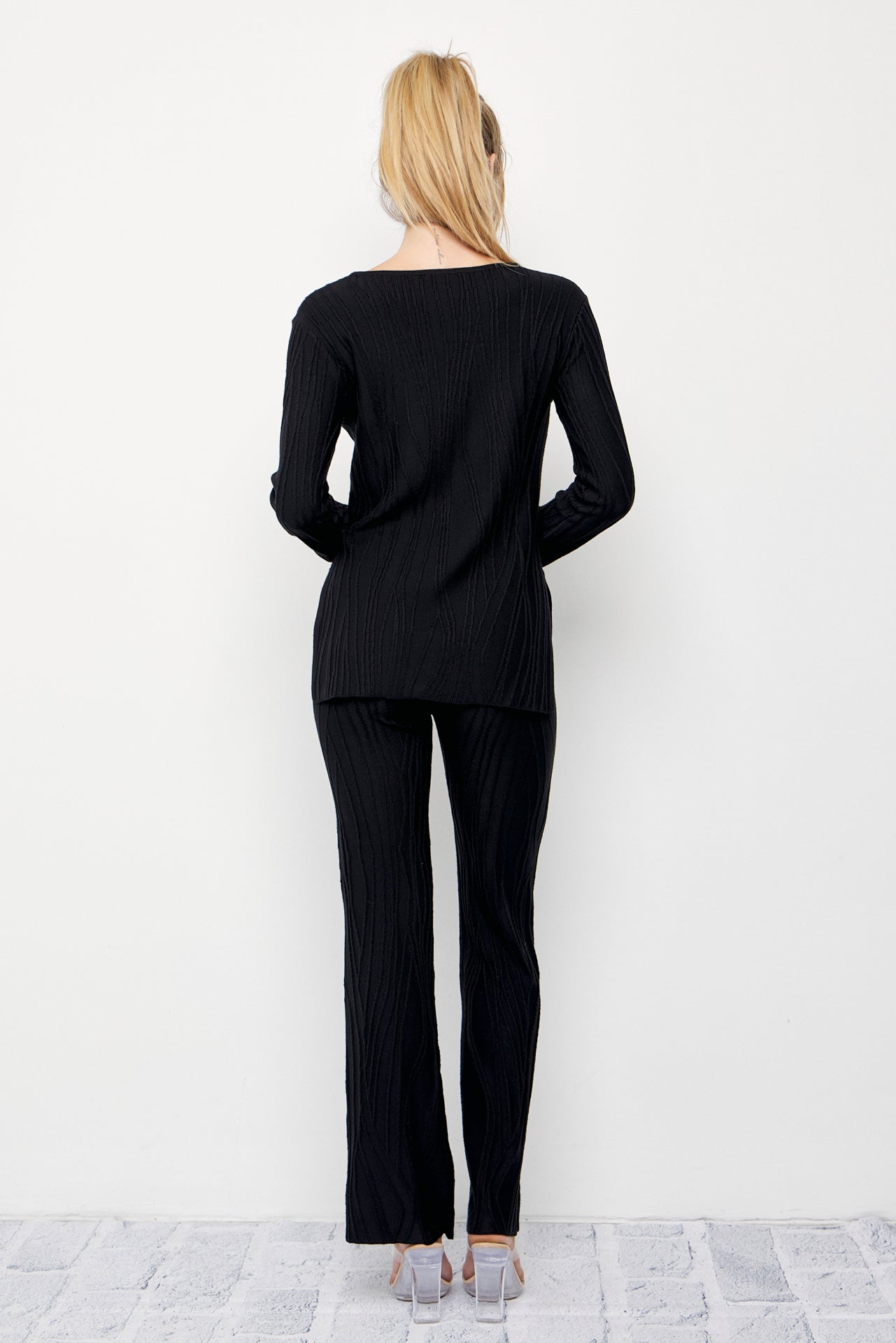 Seraphina Textured Long Sleeve Top and Pants Set