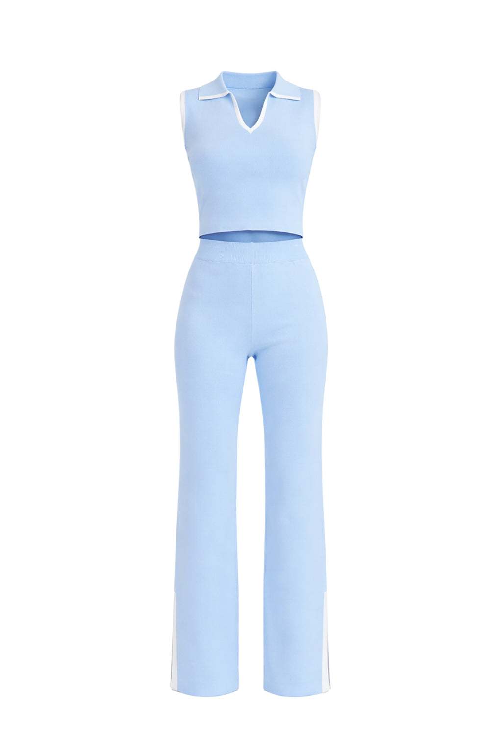Sleeveless Collared Top and Pants Set
