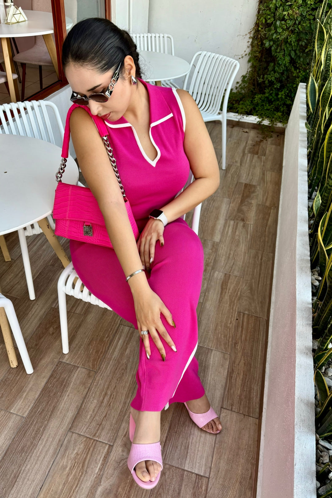 Sleeveless Collared Top and Pants Set