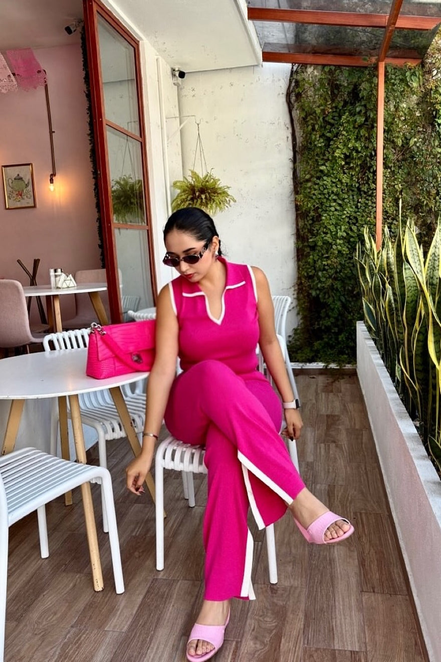 Sleeveless Collared Top and Pants Set
