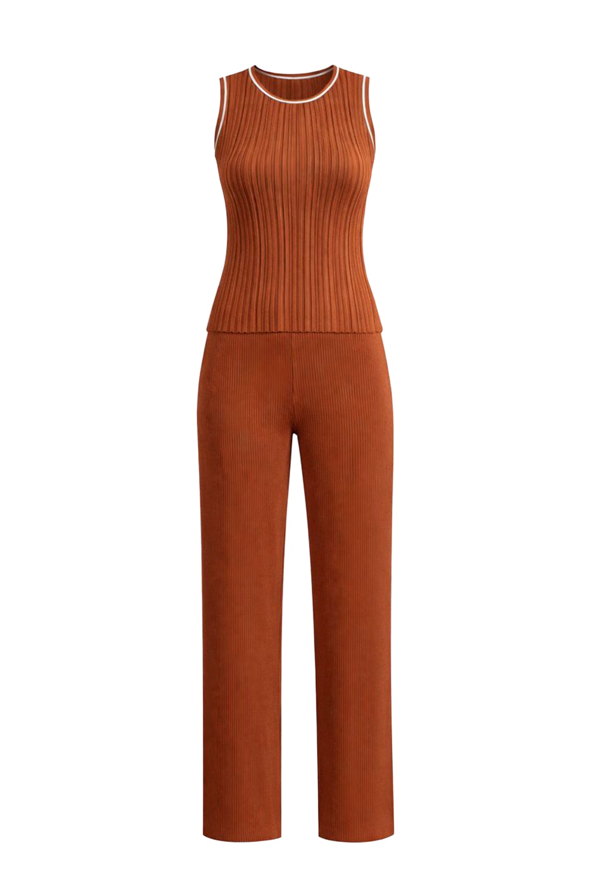 Variegated Rib Knit Sleeveless Top and Pants Set