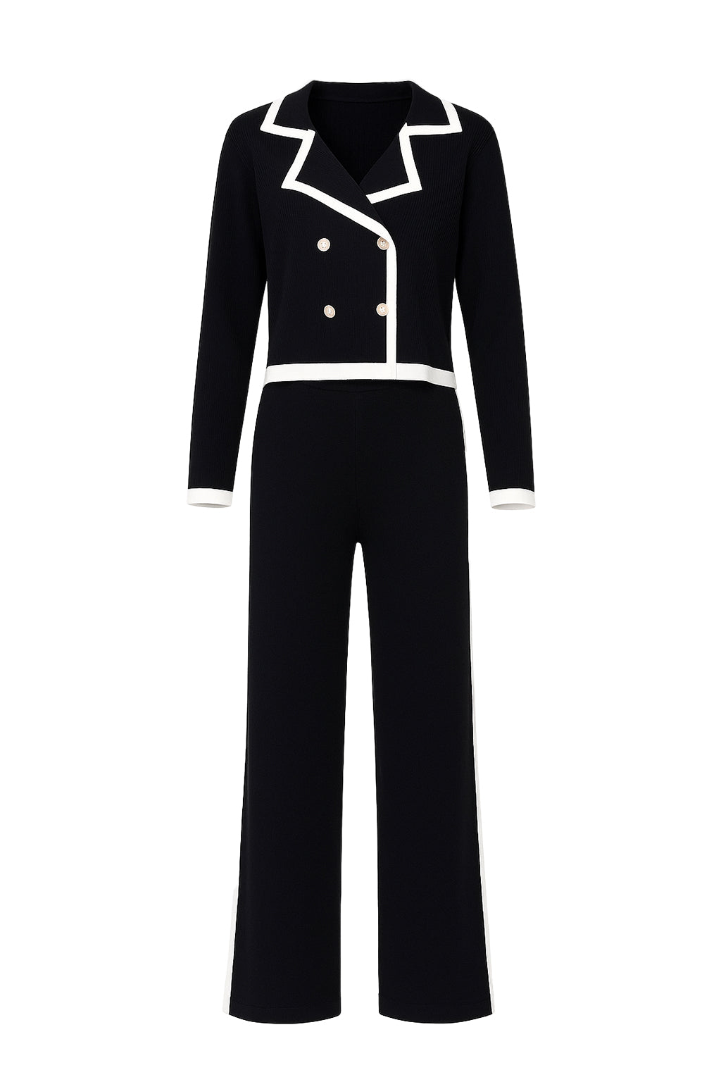 Veronica Knit Double Breasted Jacket And Pants Set