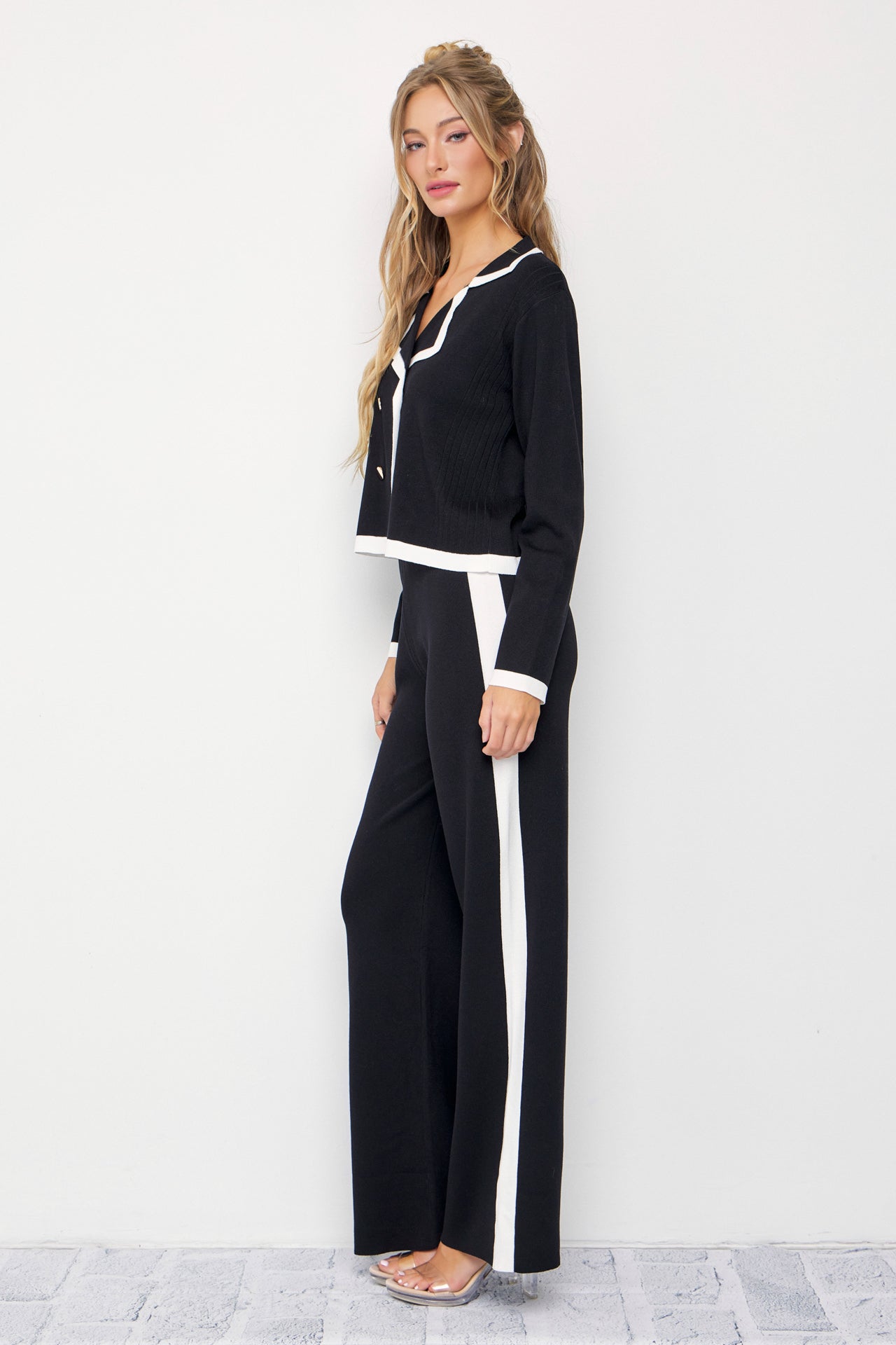 Veronica Knit Double Breasted Jacket And Pants Set