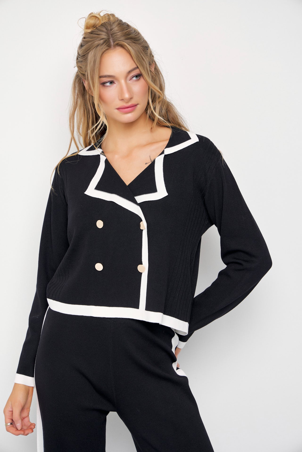 Veronica Knit Double Breasted Jacket And Pants Set