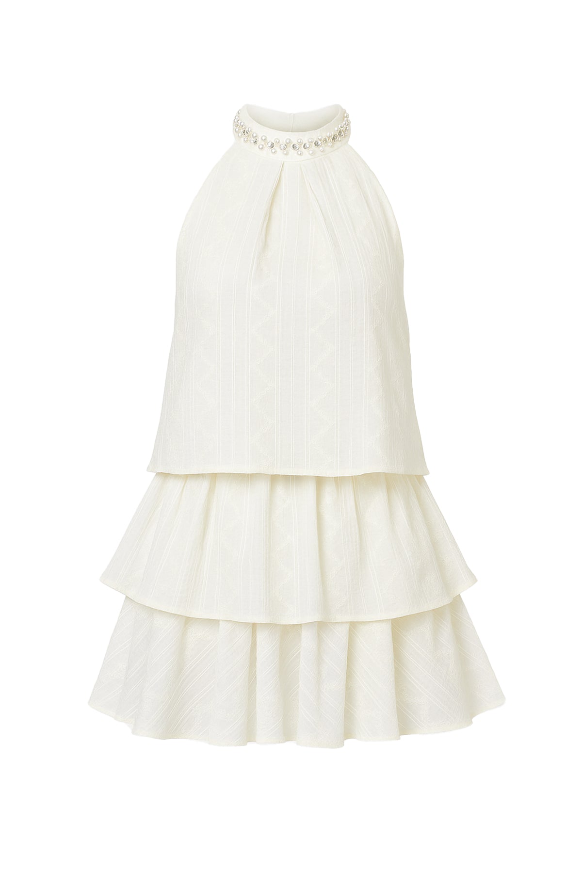 Soft Pearl Elegance Sleeveless Top & Skirt Set