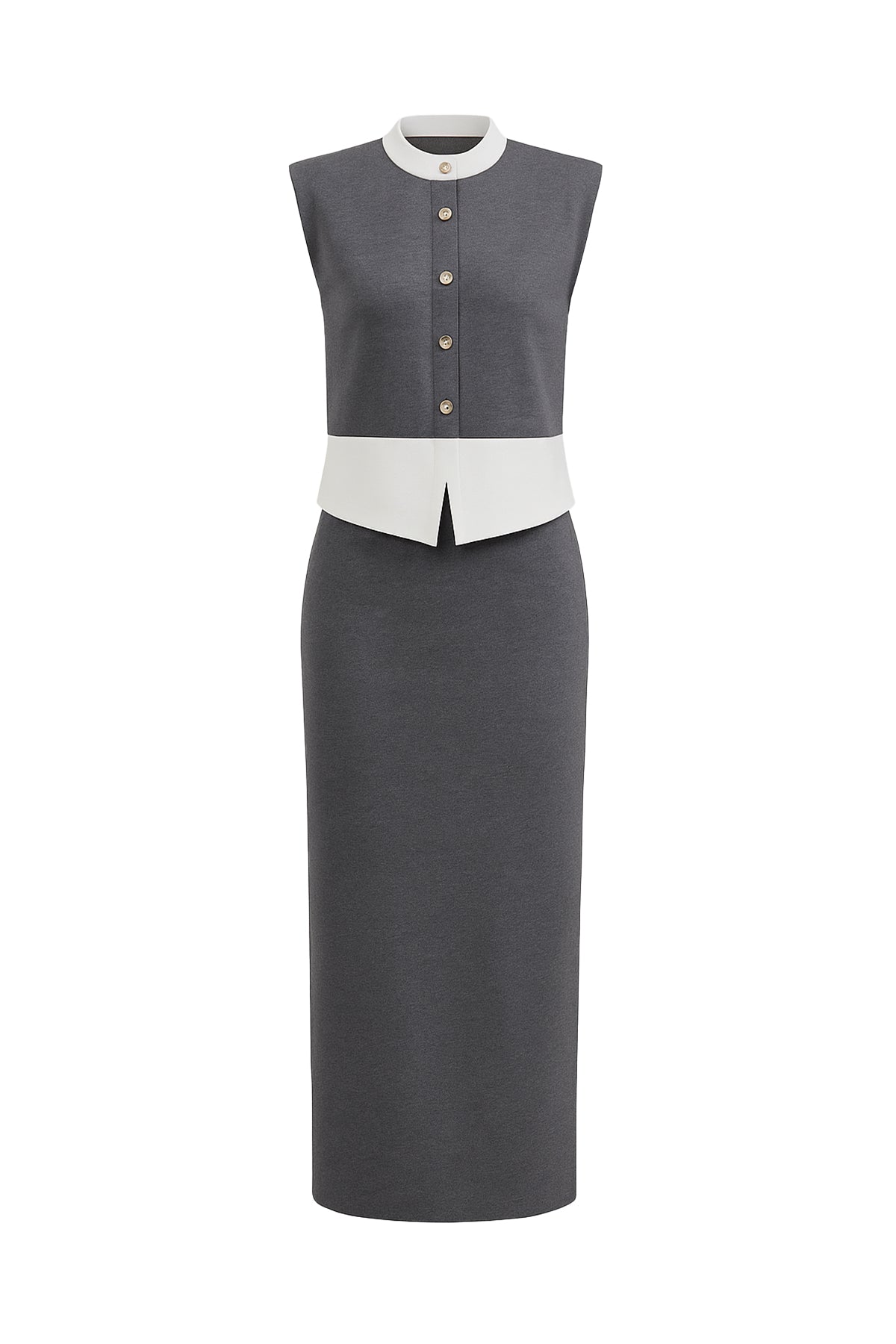 Color Block Wave Vest and Midi Skirt Set