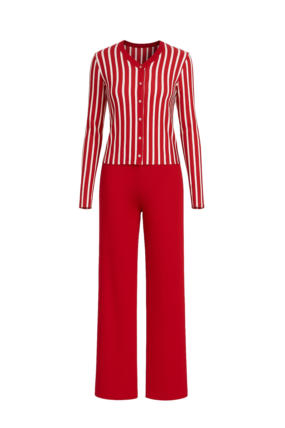 Classic Knit Combo Cardigan And Solid Pants Set