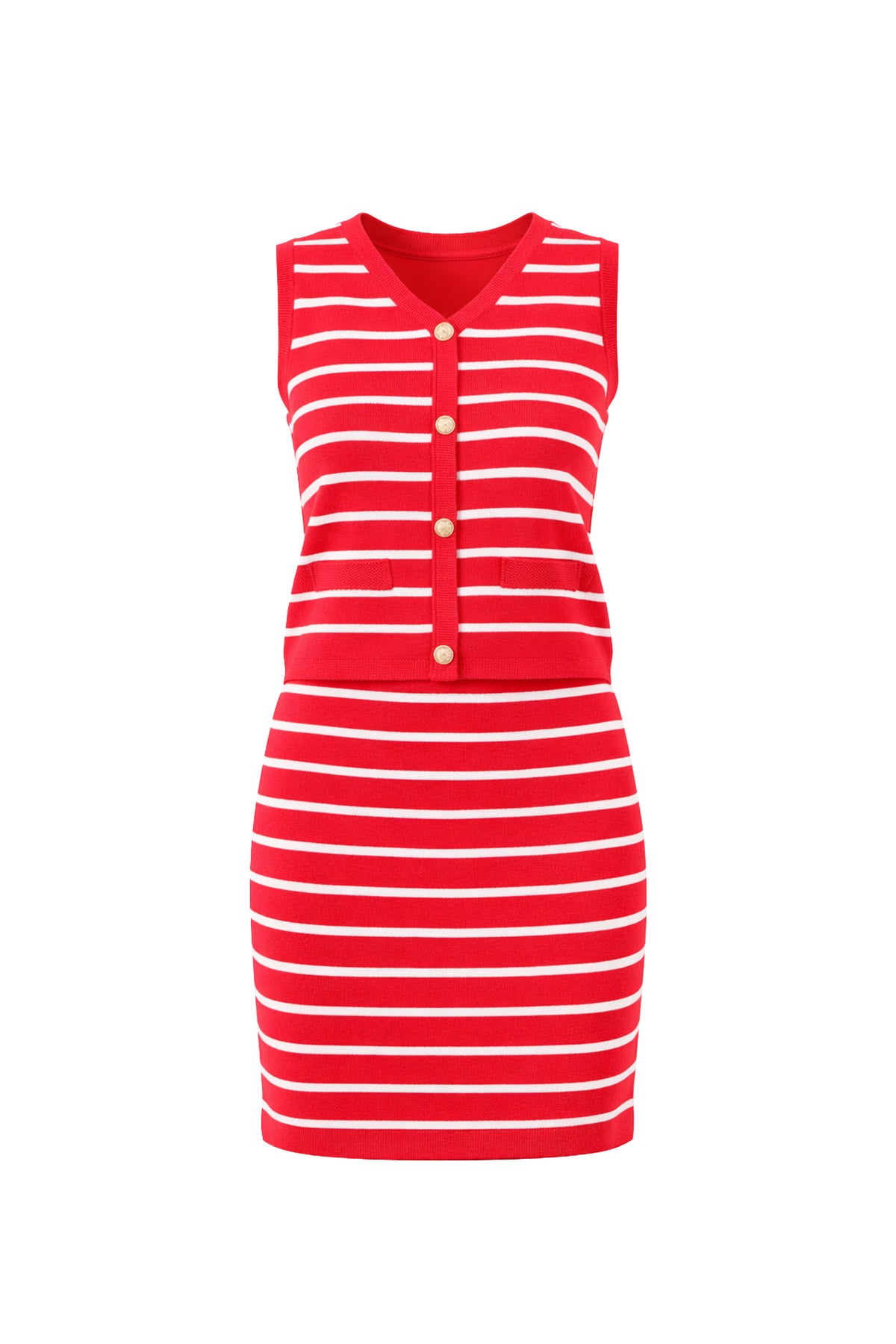 Lucy Stripe Knit Vest & Mini Skirt Set