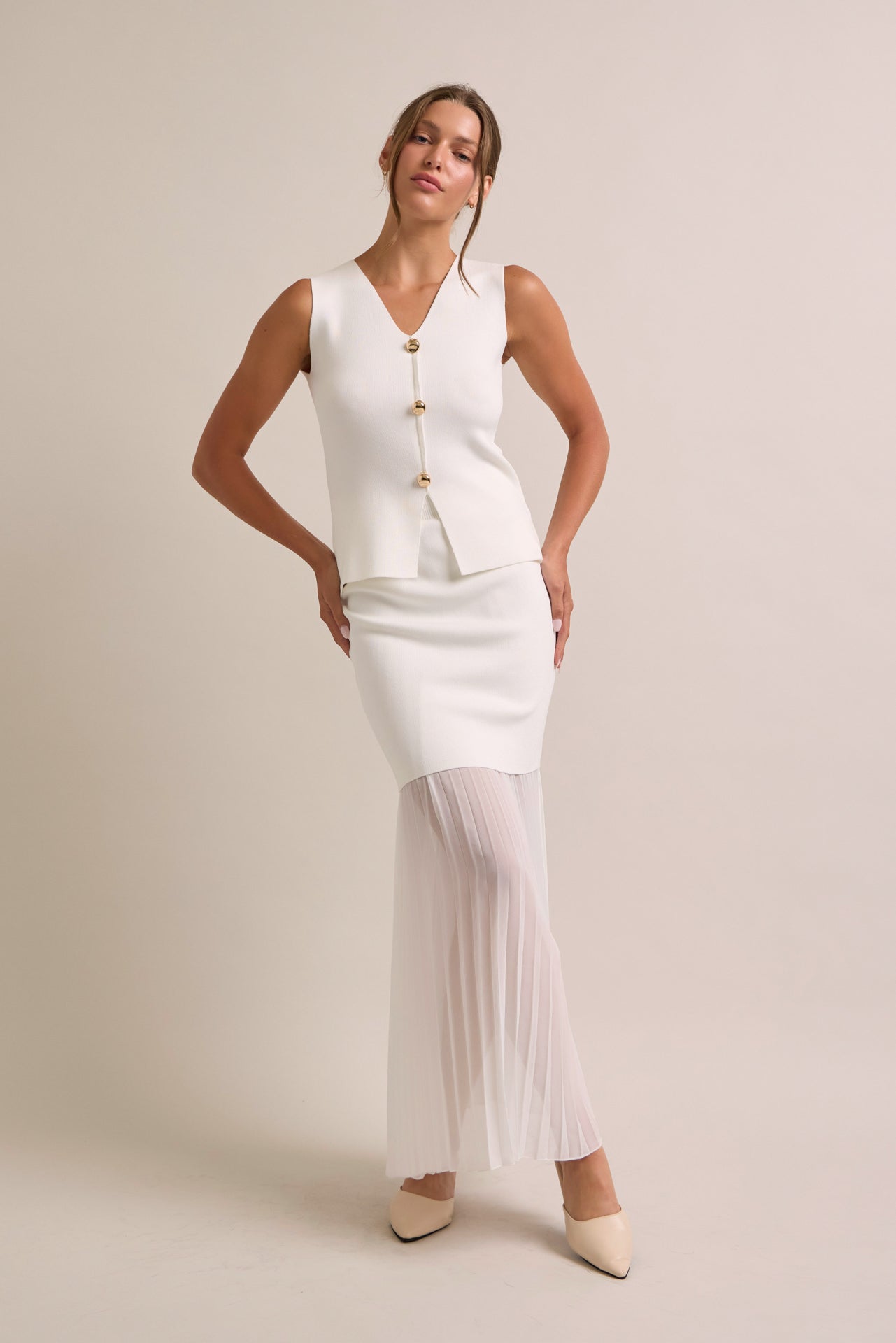 Tessara Knit Sleeveless Top With Skirt Set