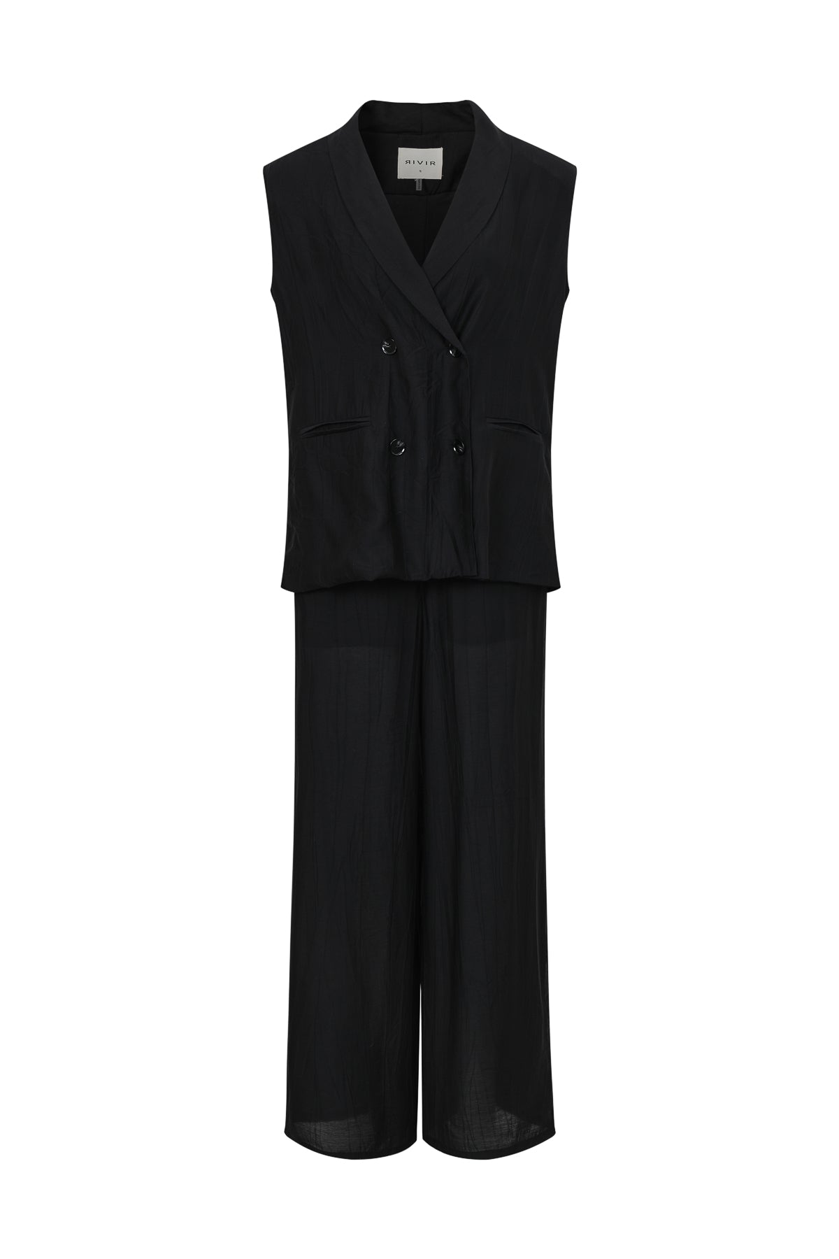 Woven Oversized Double Breasted Vest and Pants Set