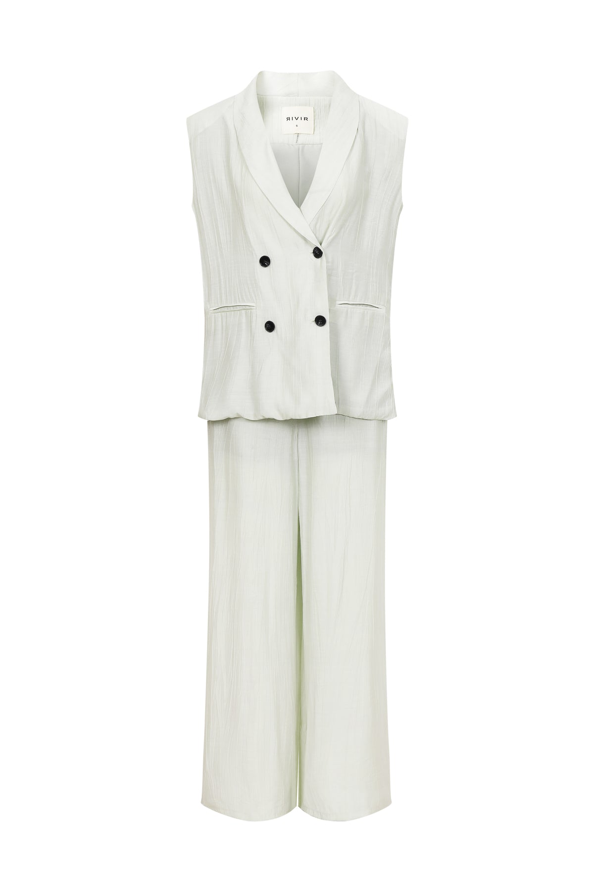 Woven Oversized Double Breasted Vest and Pants Set