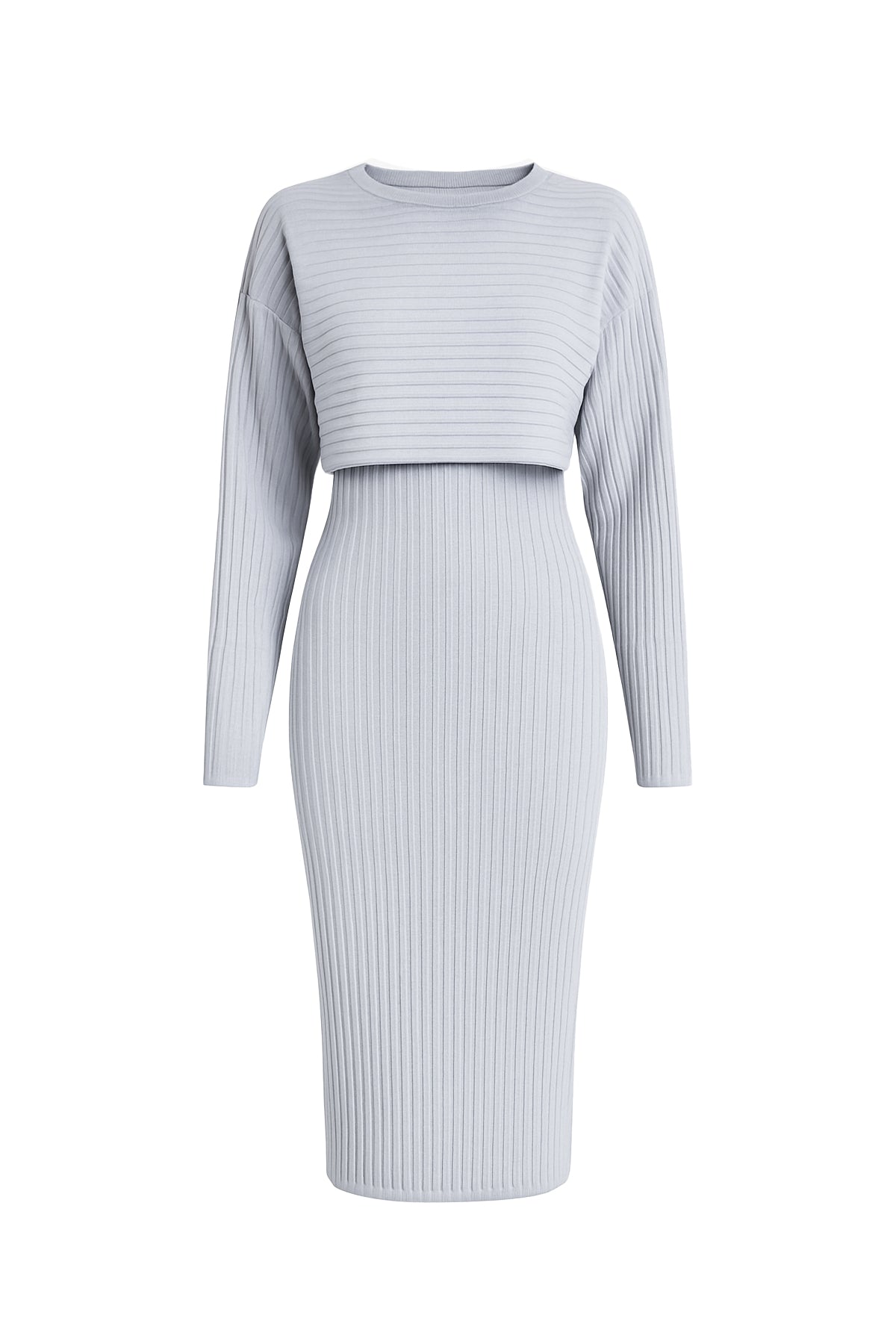 Knit Rib Doman Top and Midi Skirt Set