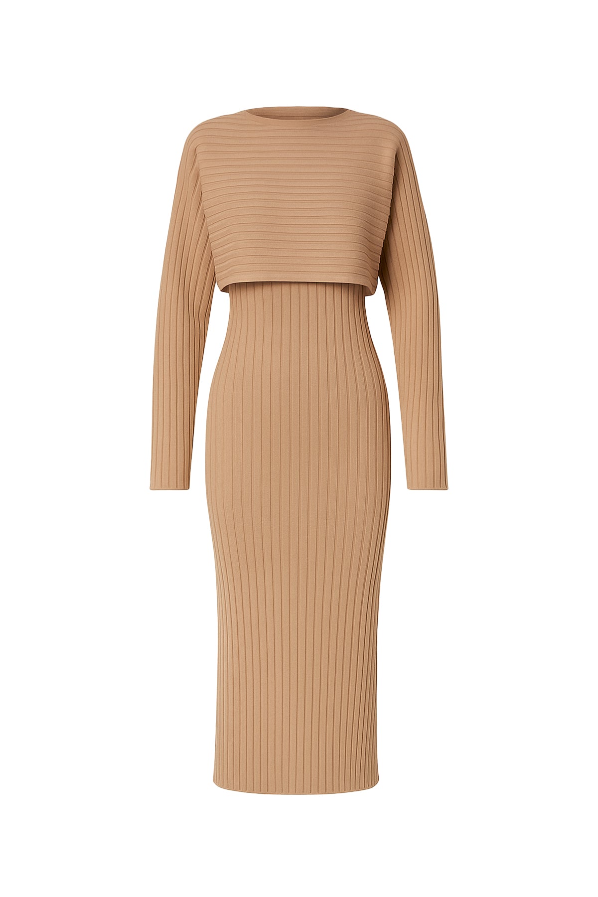 Knit Rib Doman Top and Midi Skirt Set