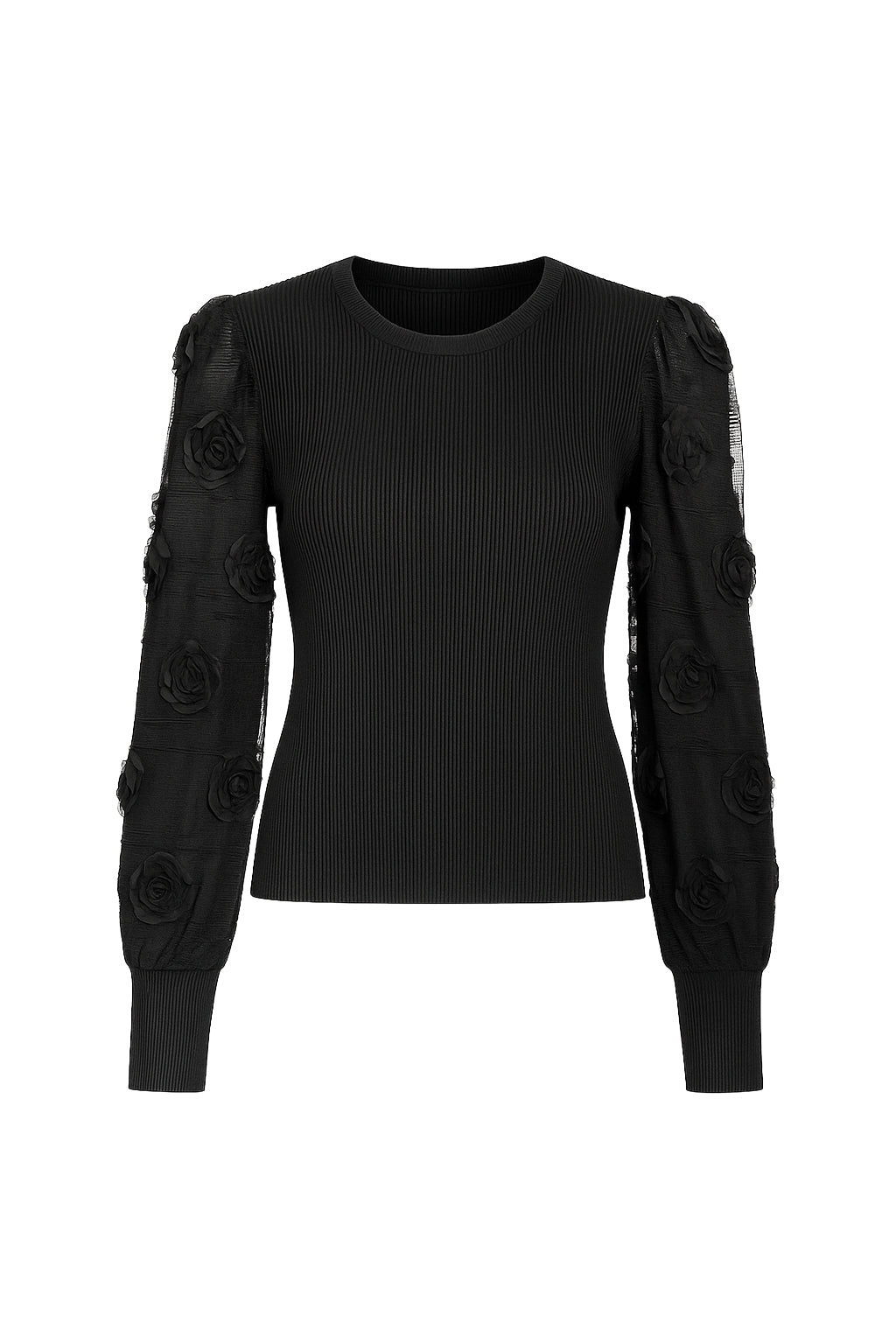 Monrose Floral Contrast Sleeve Knit Top