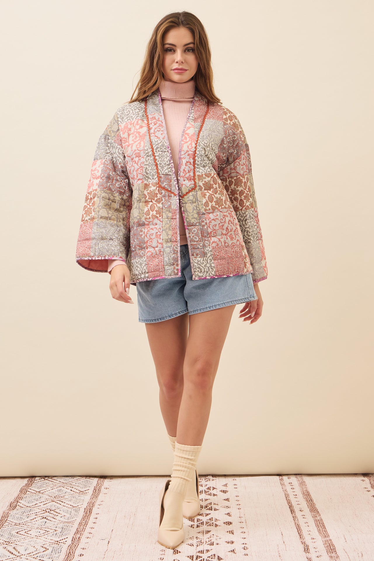 Averie Patchwork Print Quilted Kimono Jacket