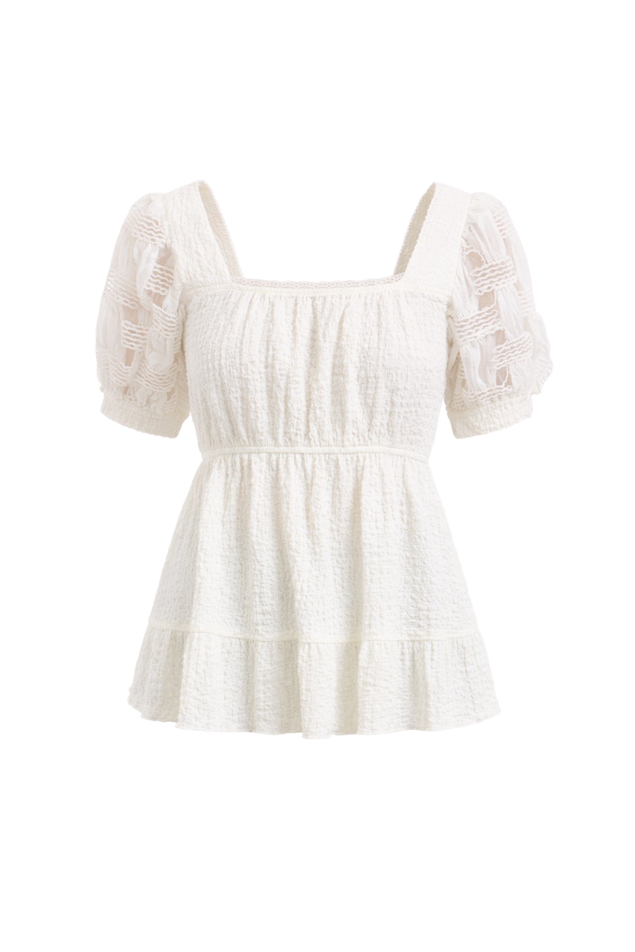 Puff & Textured Short Sleeve Top