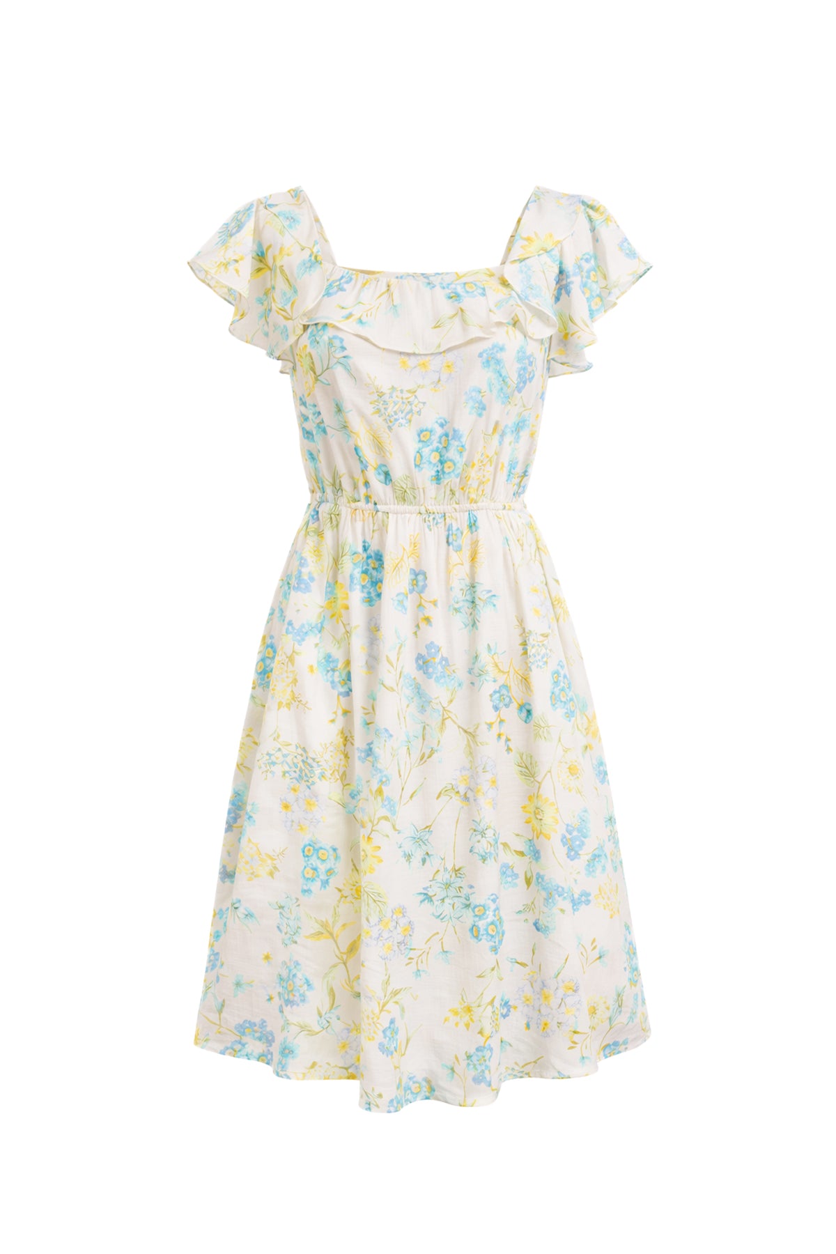 Flowers in the Wind Printed Ruffle Mini Dress