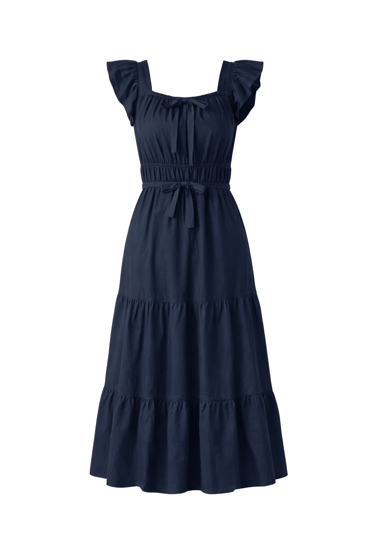 Bow & Flow Cotton Tiered Midi Dress